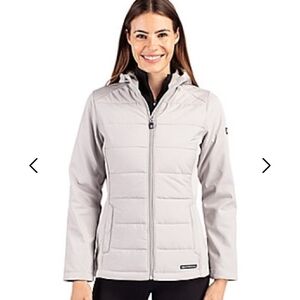Like NEW Cutter & Buck Evoke Women Hybrid Eco Softshell, Full Zip, Hood, Size S